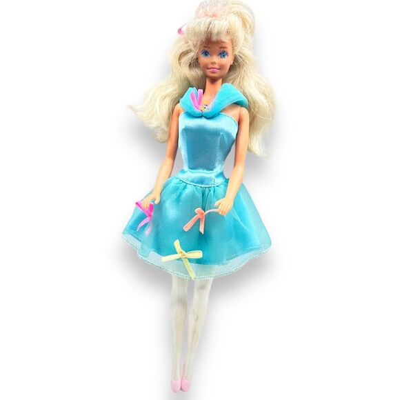 Vintage 90s My First Barbie Doll Mattel Blue Dress Princess - Picture 1 of 4
